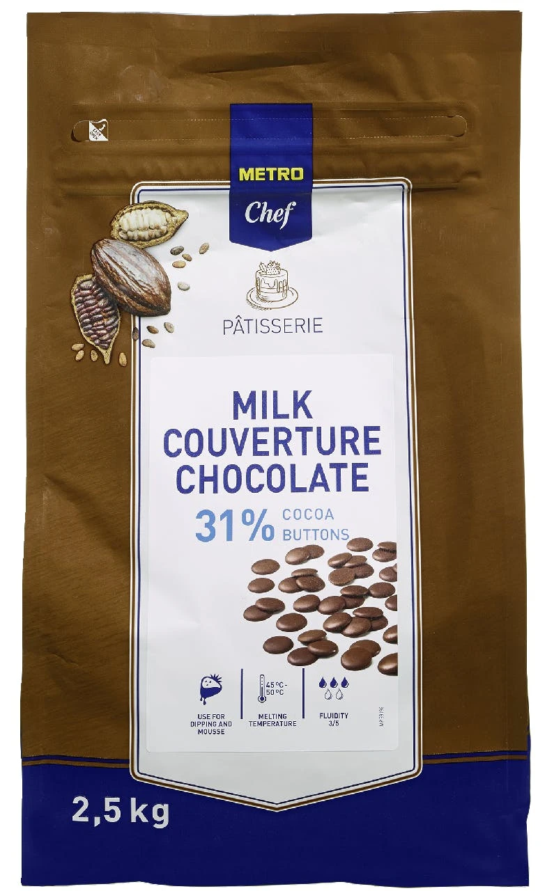 METRO Chef Kuvertüre Buttons Dunkle Schokolade 55 % Kakaomasse (2,5 Kg) 4 METRO Chef Kuvertüre Buttons Dunkle Schokolade 55 % Kakaomasse (2,5 Kg) – Bild 2